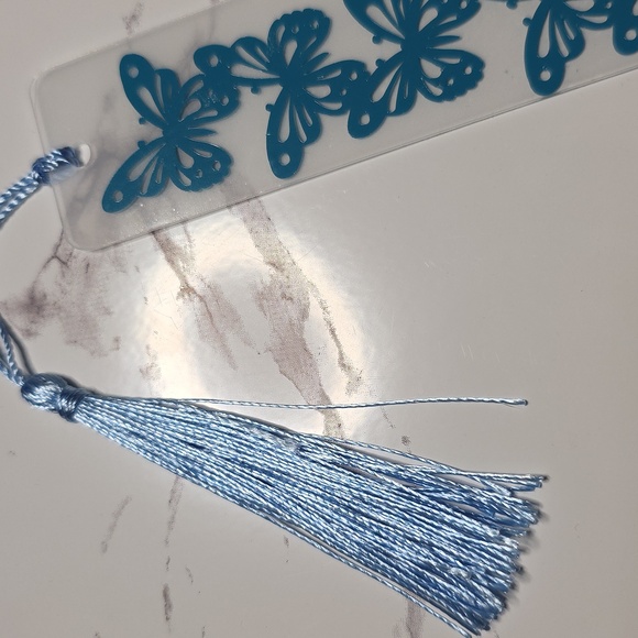Teal Butterfly Bookmark with Tassel - Picture 3 of 3
